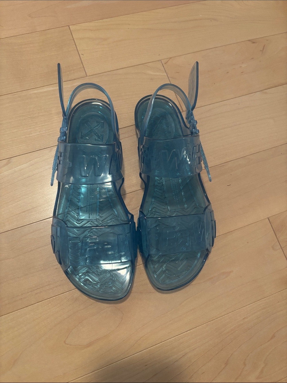 OFF-WHITE Zip Tie Jelly Sandal Blue Size 35 NWT